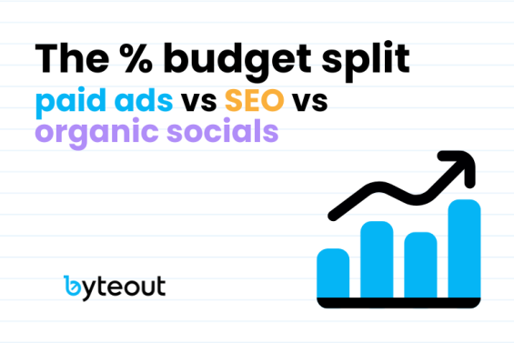 Blog cover image about allocating the budget for different traffic source: paid ads vs SEO vs organic socials