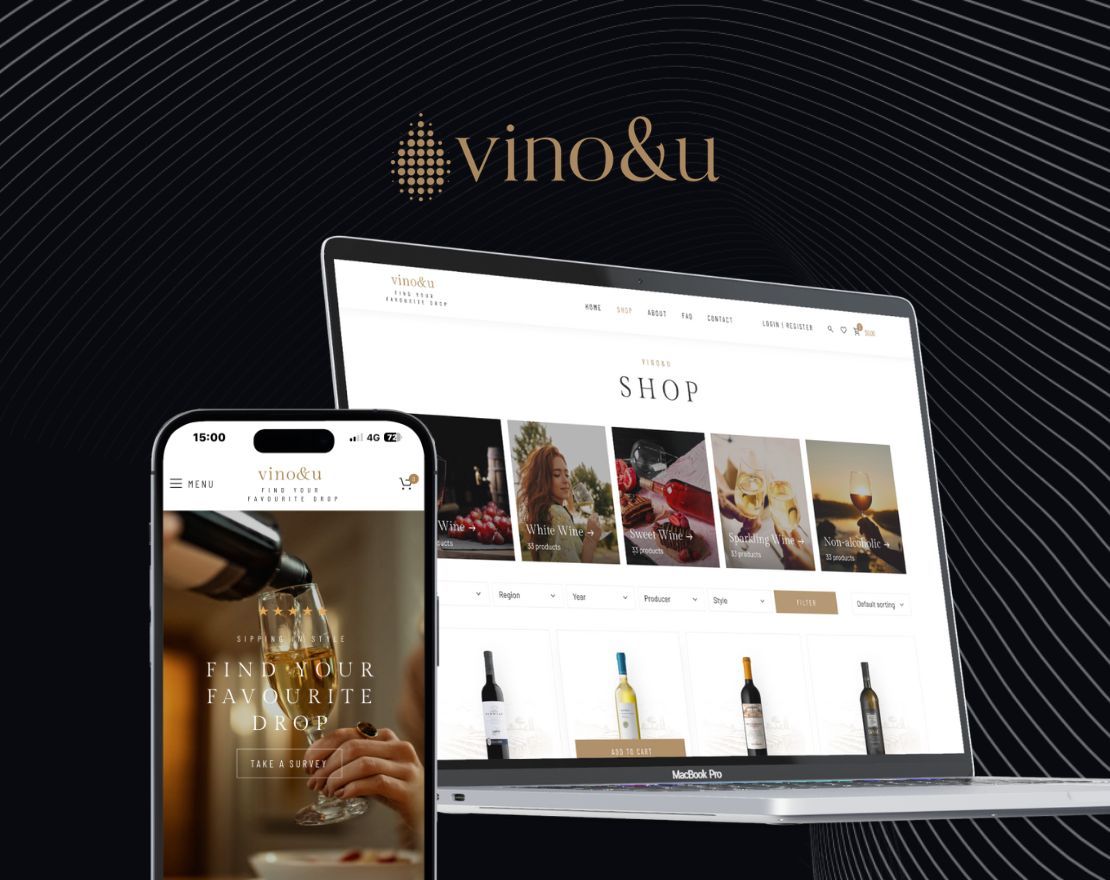 Vino&U web shop collection page screenshot showing a wine selection