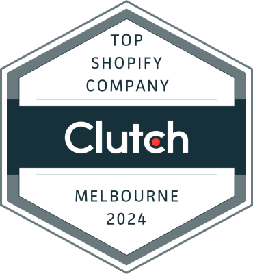 Clutch.co badge for the top Shopify company in Melbourne in 2024