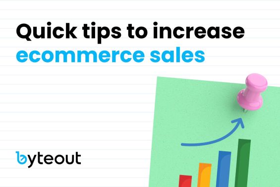 Blog cover image: Quick tips to increase ecommerce sales with a post it note with an illustration of increased sales.